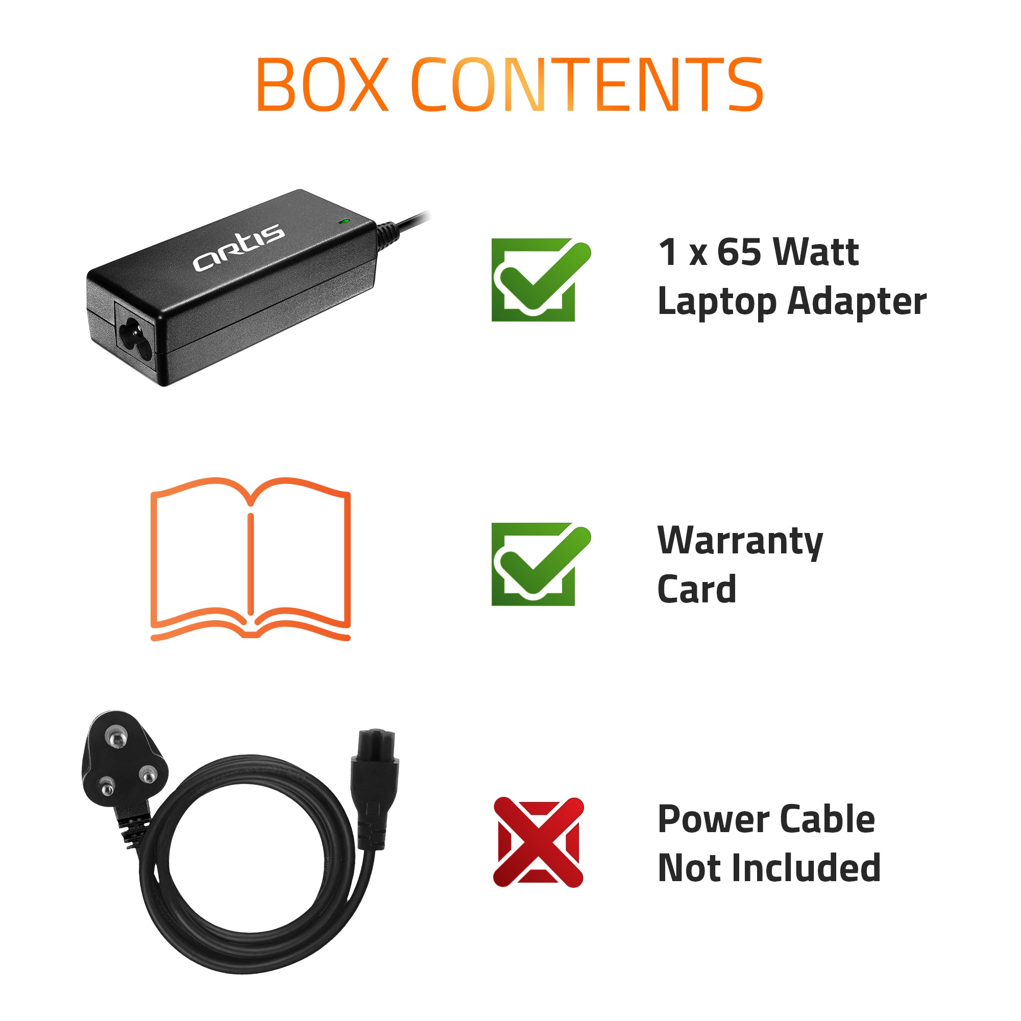 AR0503(N) 65 Watt Laptop Charger Adapter Compatible with Acer Laptops (19V/3.42A ,Pin : 3.0mm x 1.1 mm))