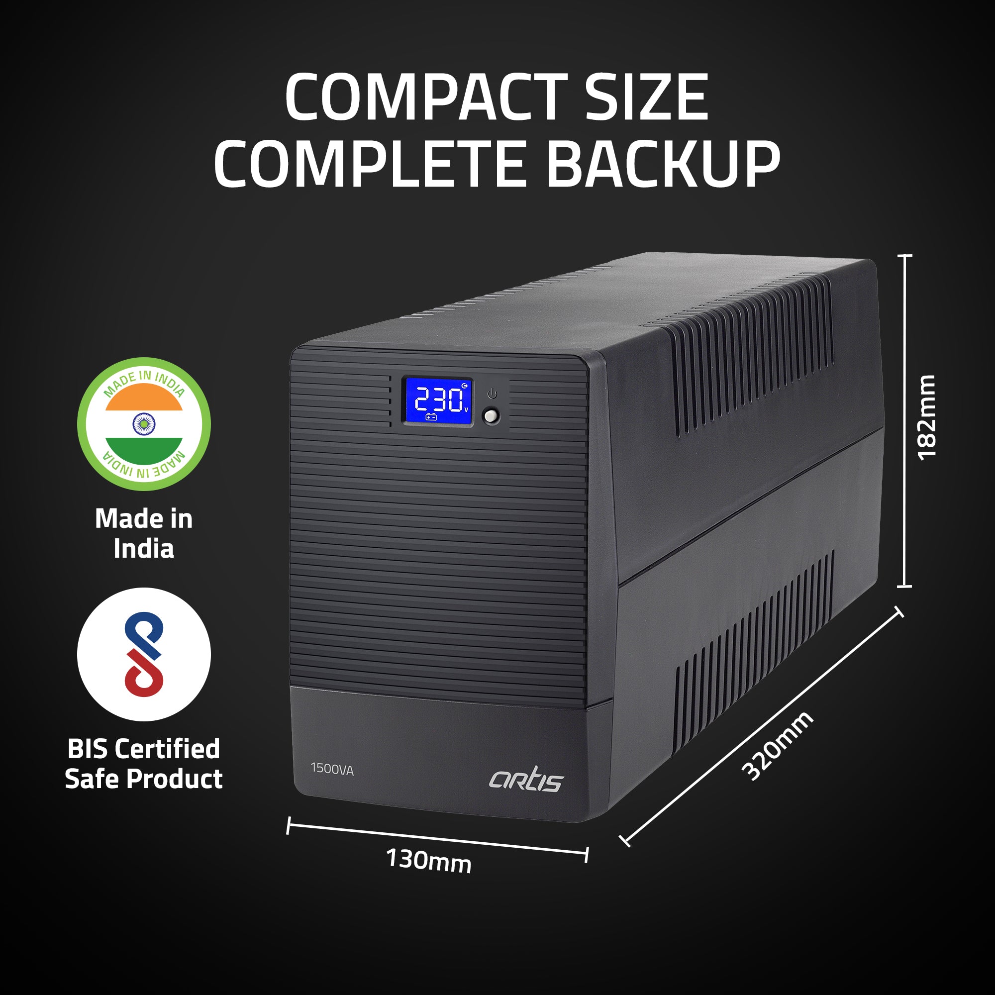 Artis Powersafe 1500VA/900W LCD Line Interactive UPS