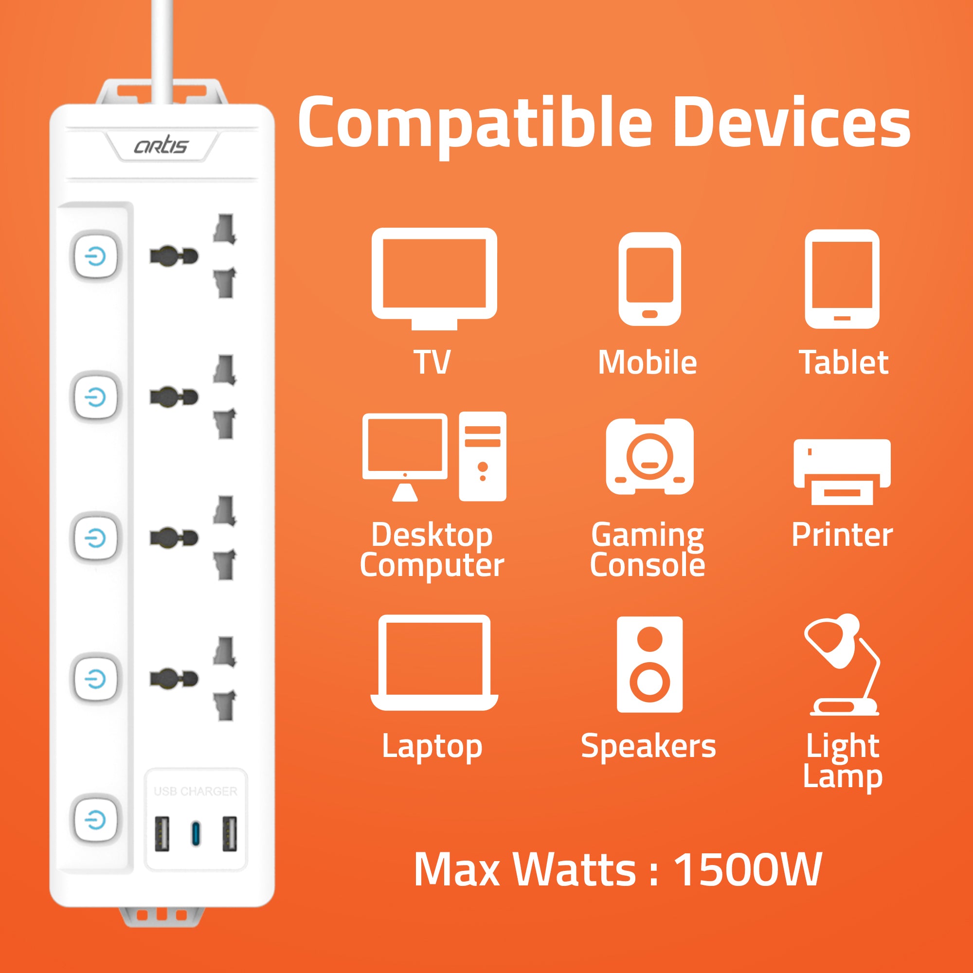 AR-4MS-USBC Surge Protector
