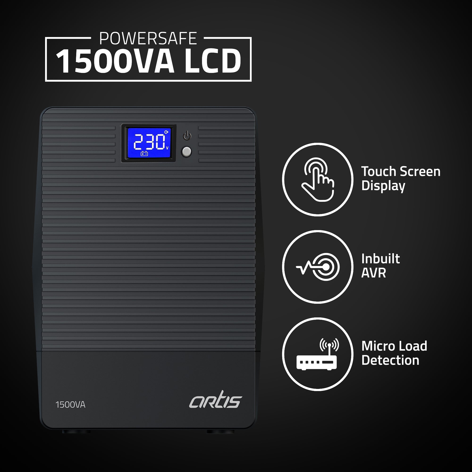 Artis Powersafe 1500VA/900W LCD Line Interactive UPS
