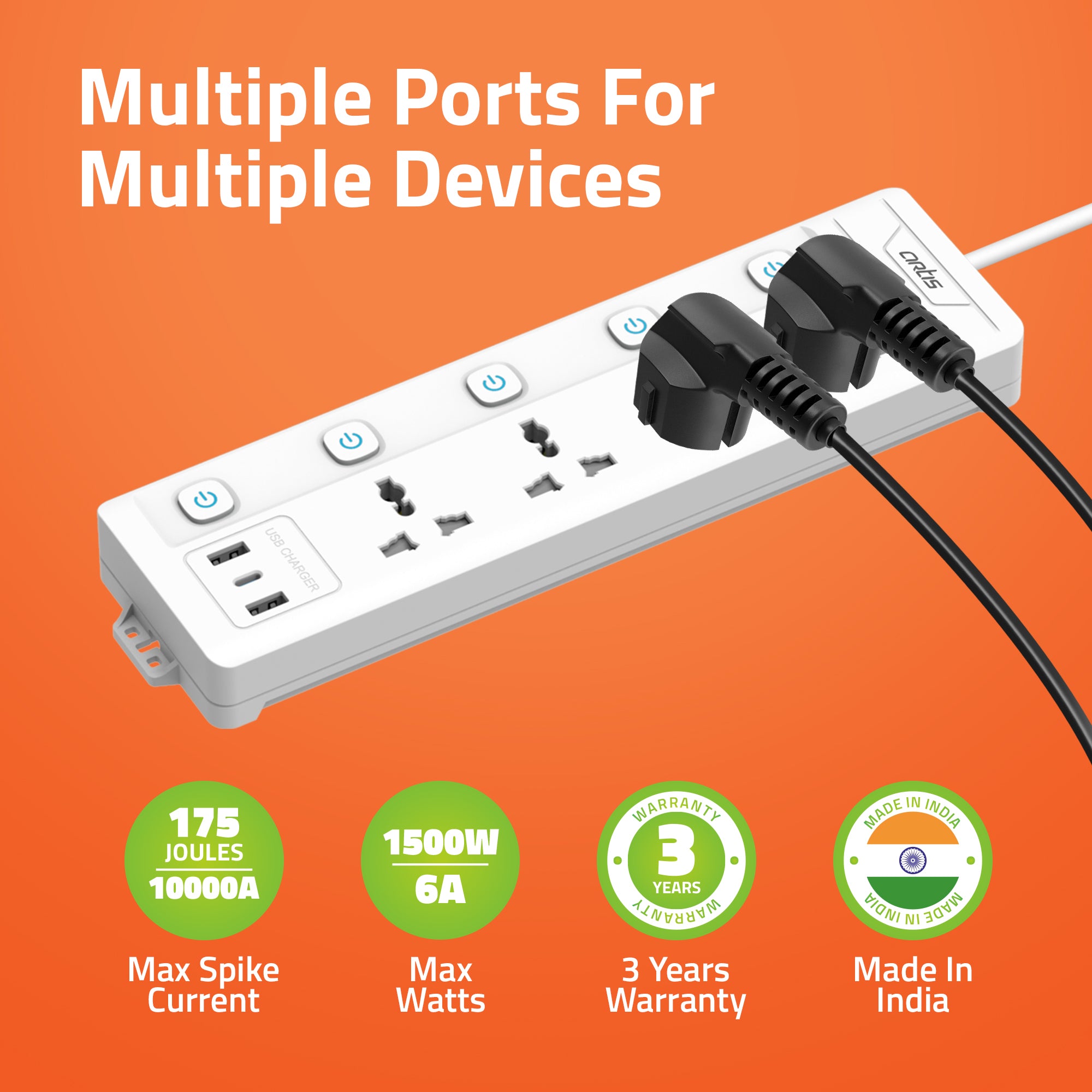 AR-4MS-USBC Surge Protector