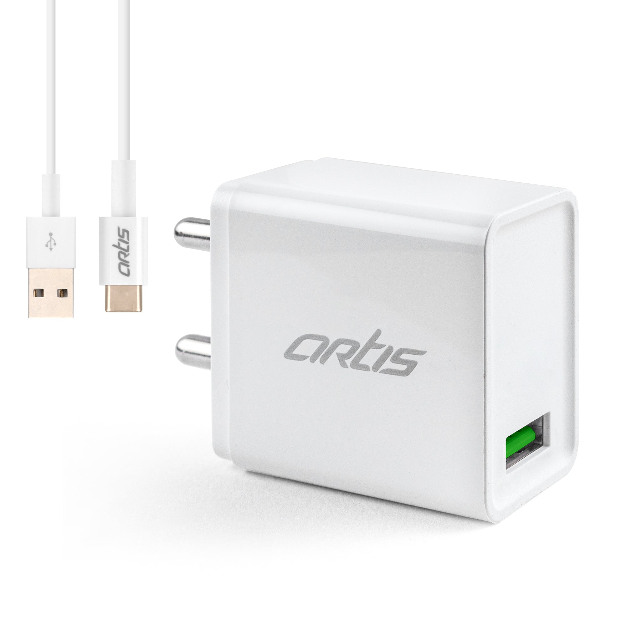 UQC100 QC3.0 Quick Wall Charger Adapter with Type C Cable(White)