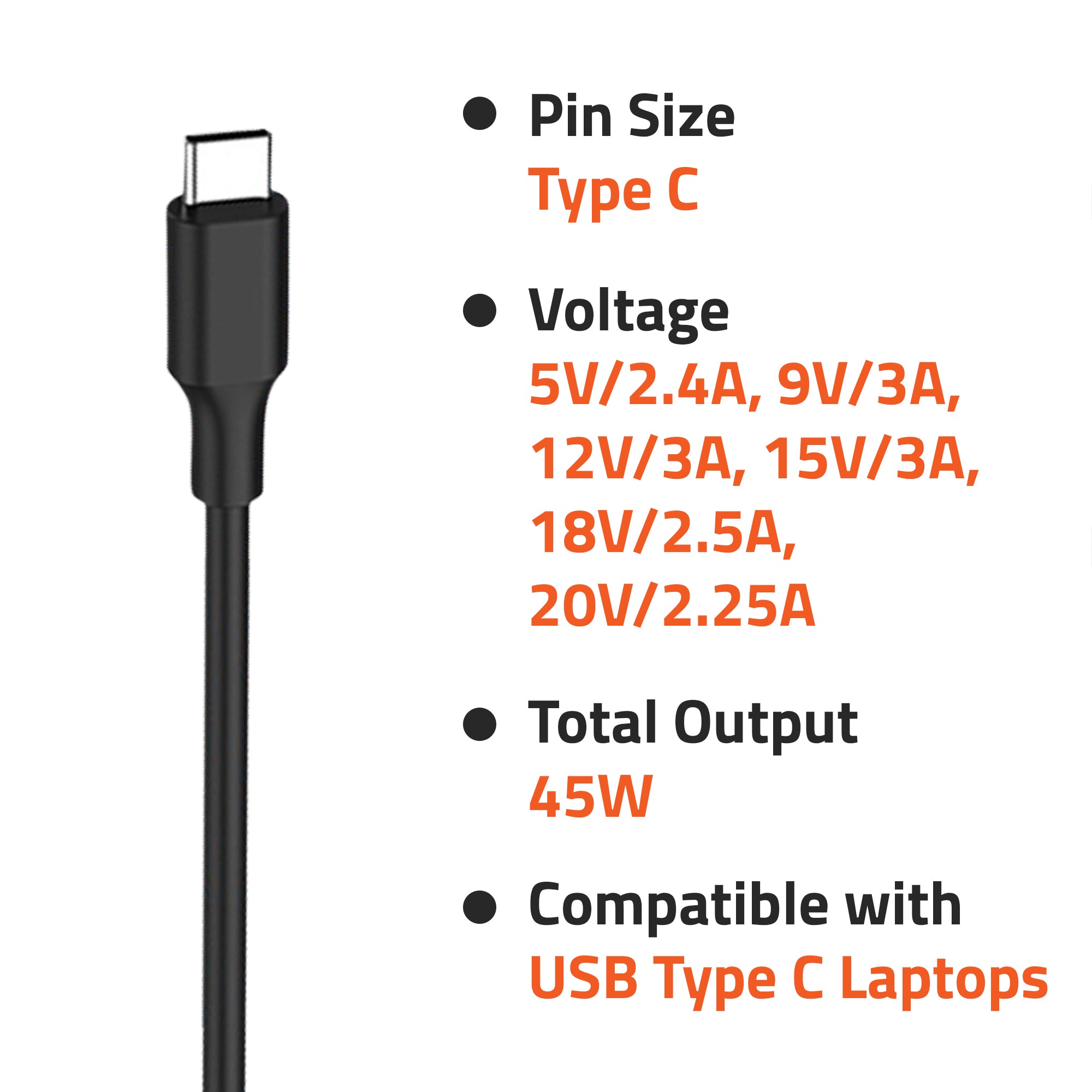 45W USB Type C Laptop Adapter