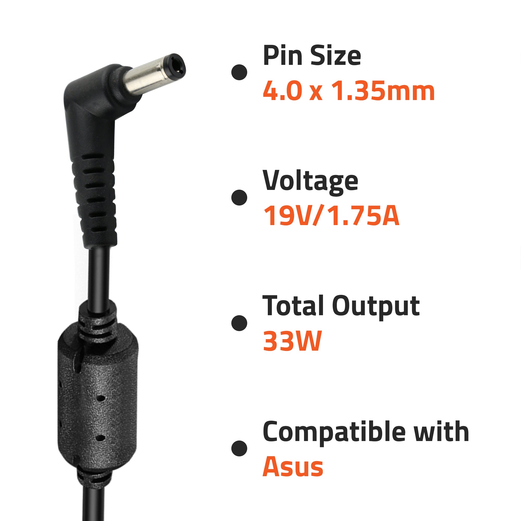 A0403 45 Watt Laptop Charger Adapter Compatible with Asus Laptops (19V/1.75A ,Pin : 4.0 x 1.35mm)