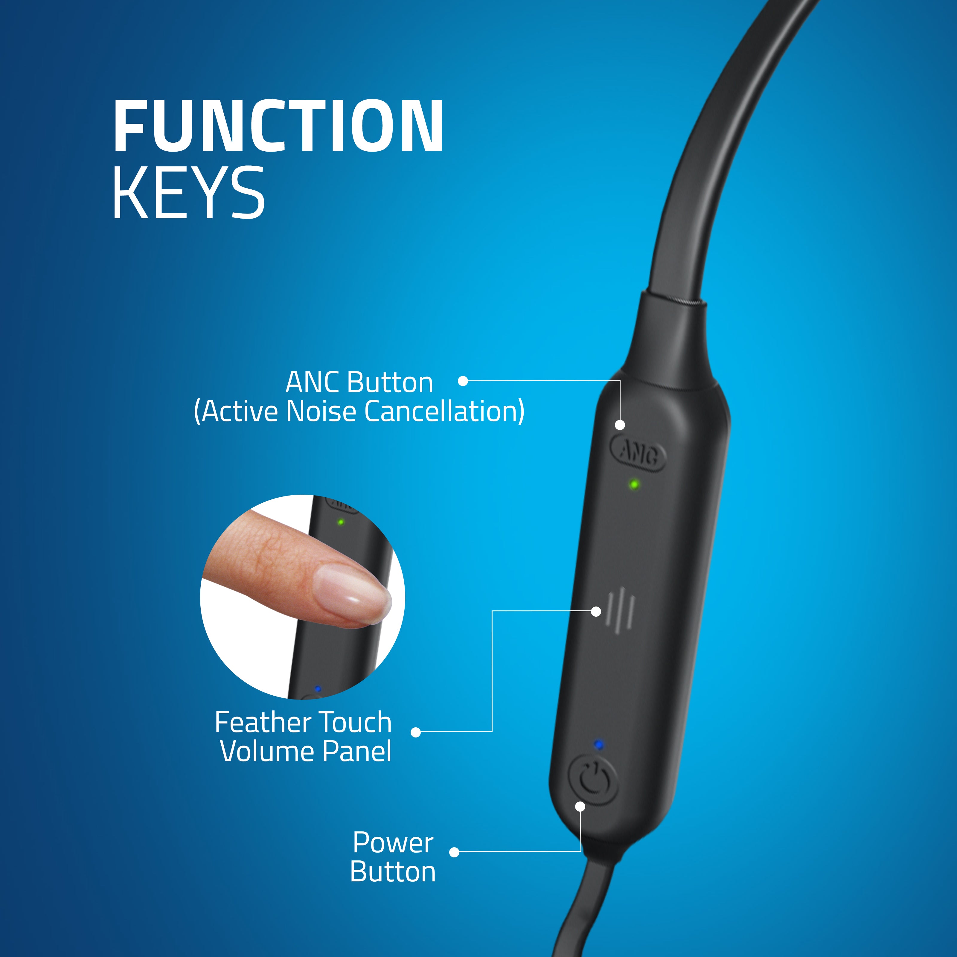 BE990M Artis Sports Bluetooth Wireless Neckband Earphone Fuction Keys