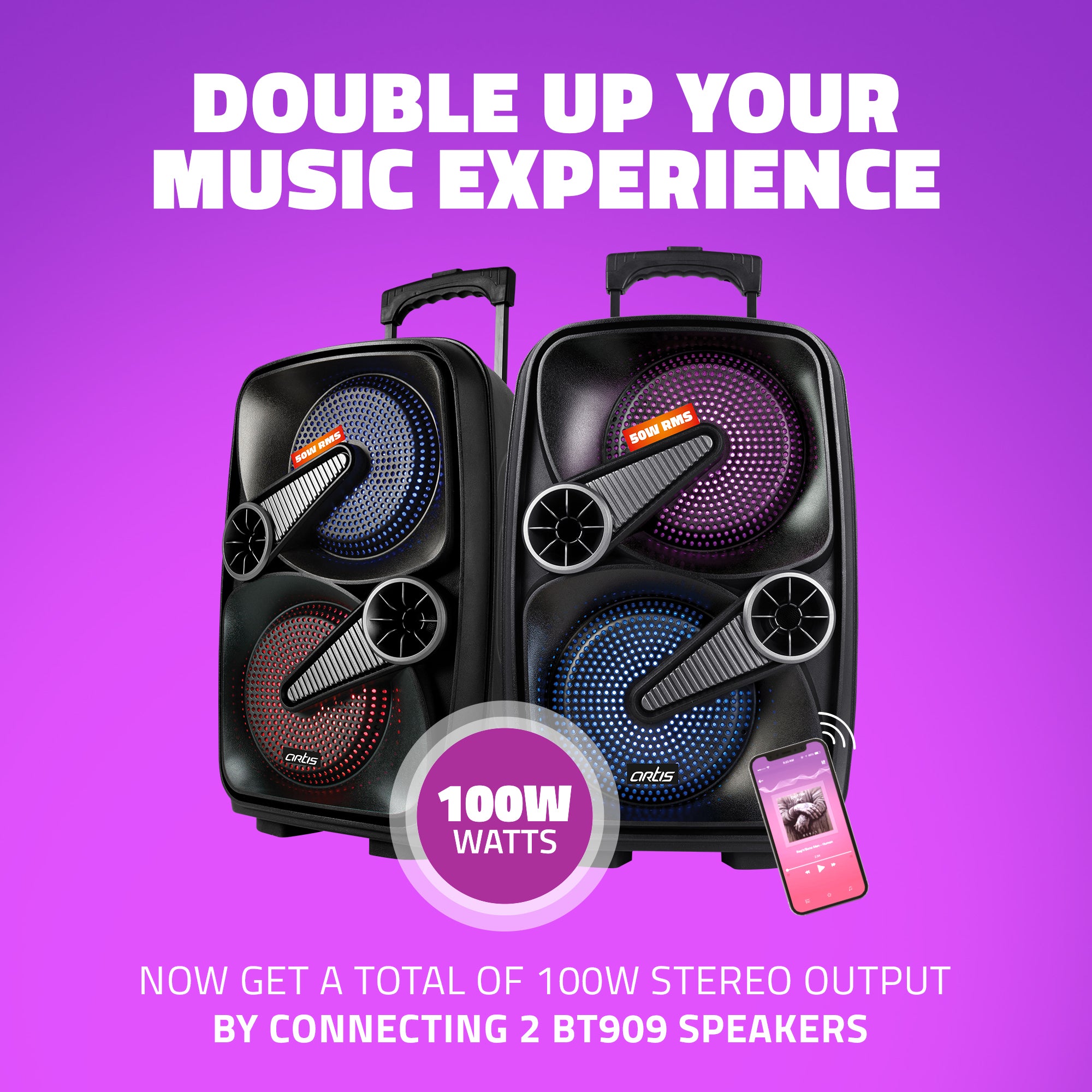 BT909 50W Wireless Bluetooth Party Speaker