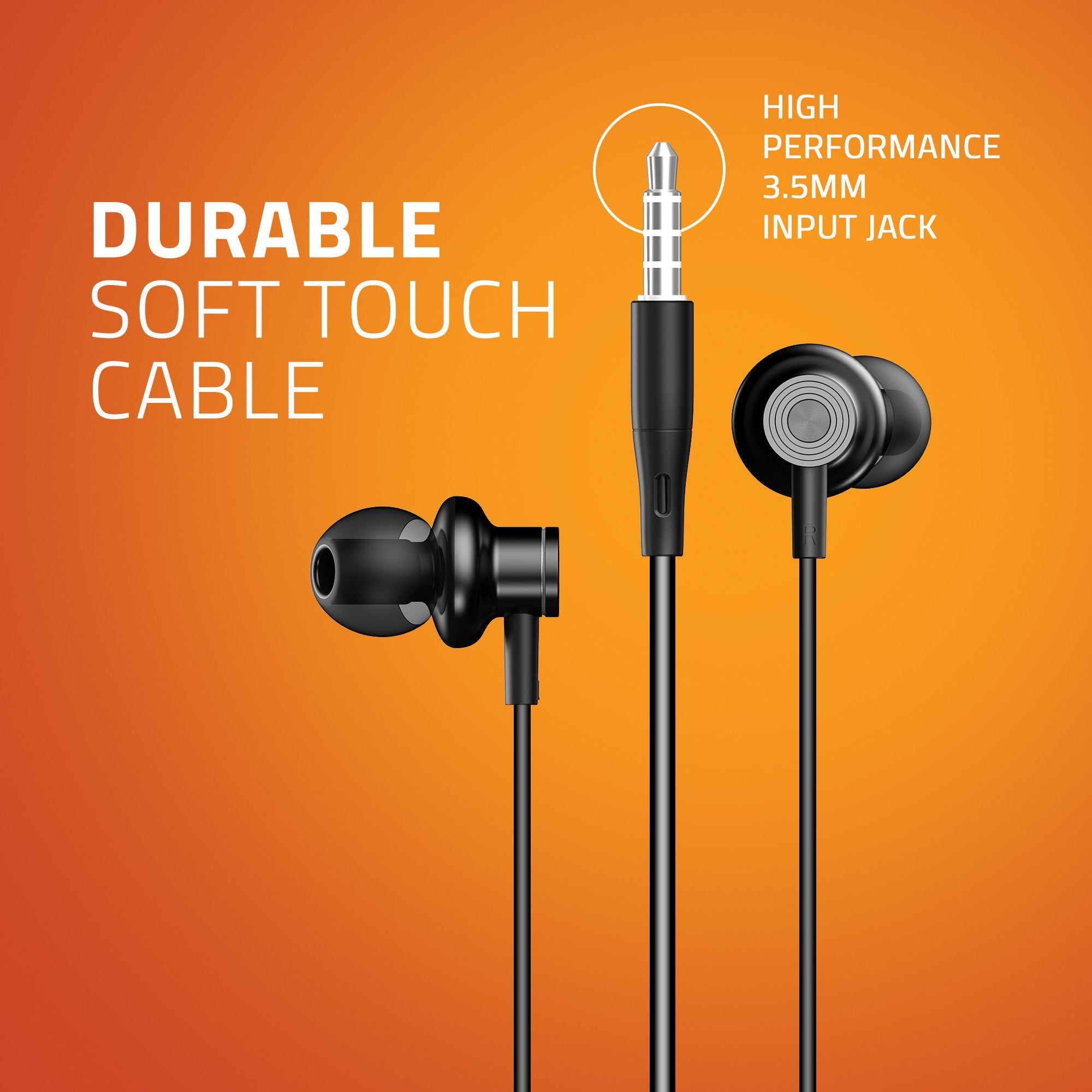Artis E600M Earphones With Mic - Durable Soft touch Cable
