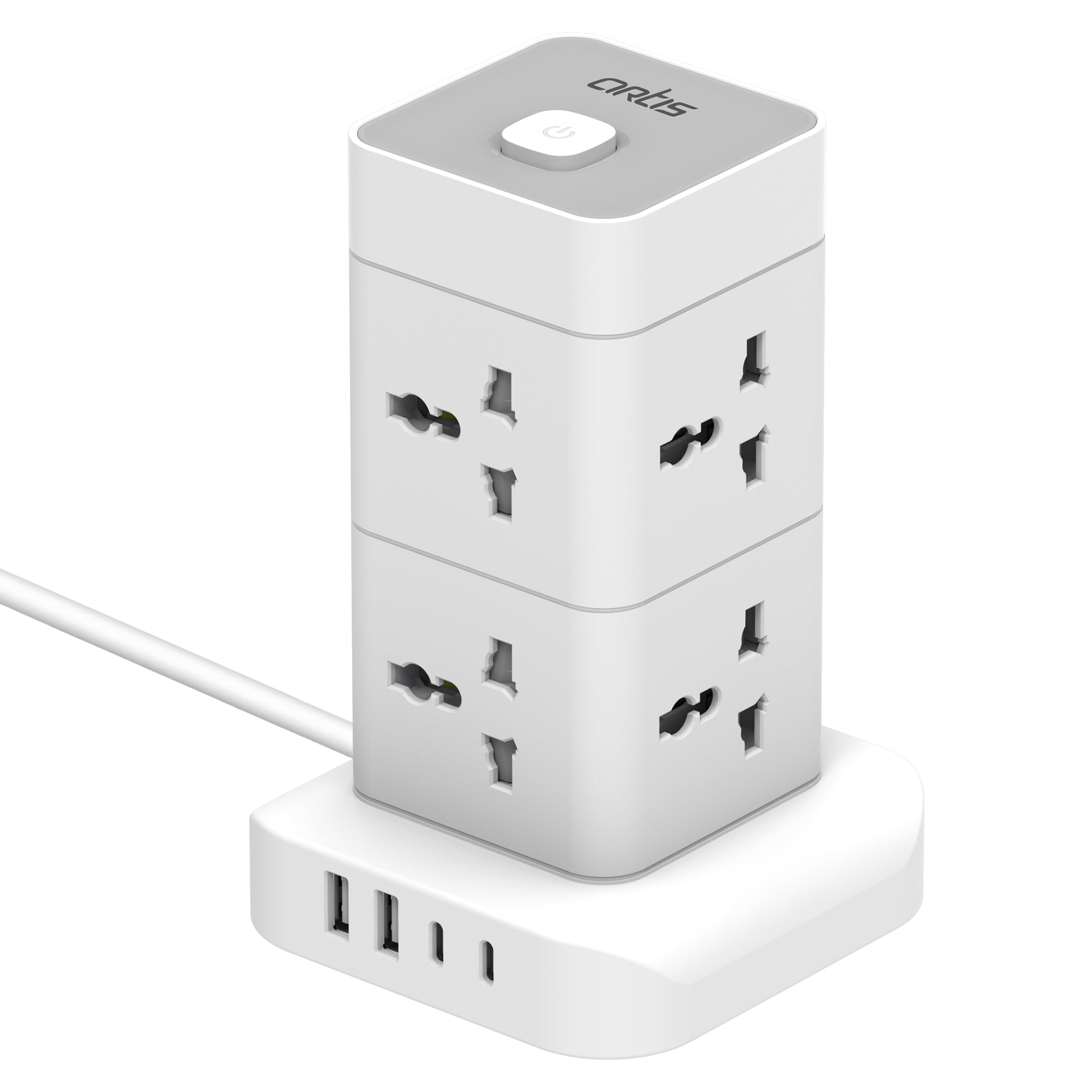 Artis AR-8SS-4USBCB 8 Universal Sockets with 2 USB-A & 2 USB-C Port with Circuit Breaker Surge Protector