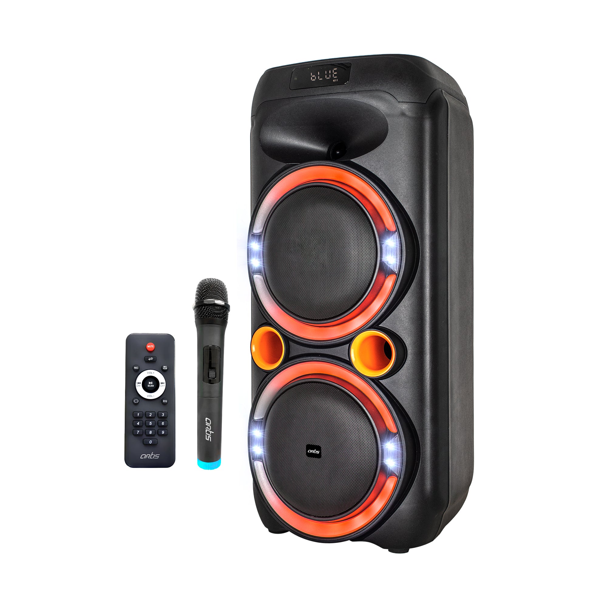 Party 206 Wireless Bluetooth Party Speaker with EQ Mode/FM/USB/Aux in/TF Card & Wireless Mic. (60W RMS)