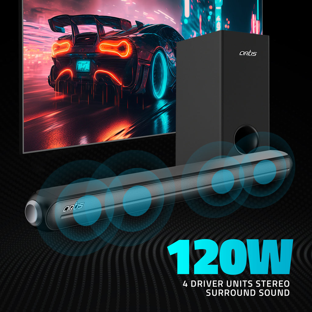 Buy Online Artis X700 120W Bluetooth Soundbar with Wired Subwoofer