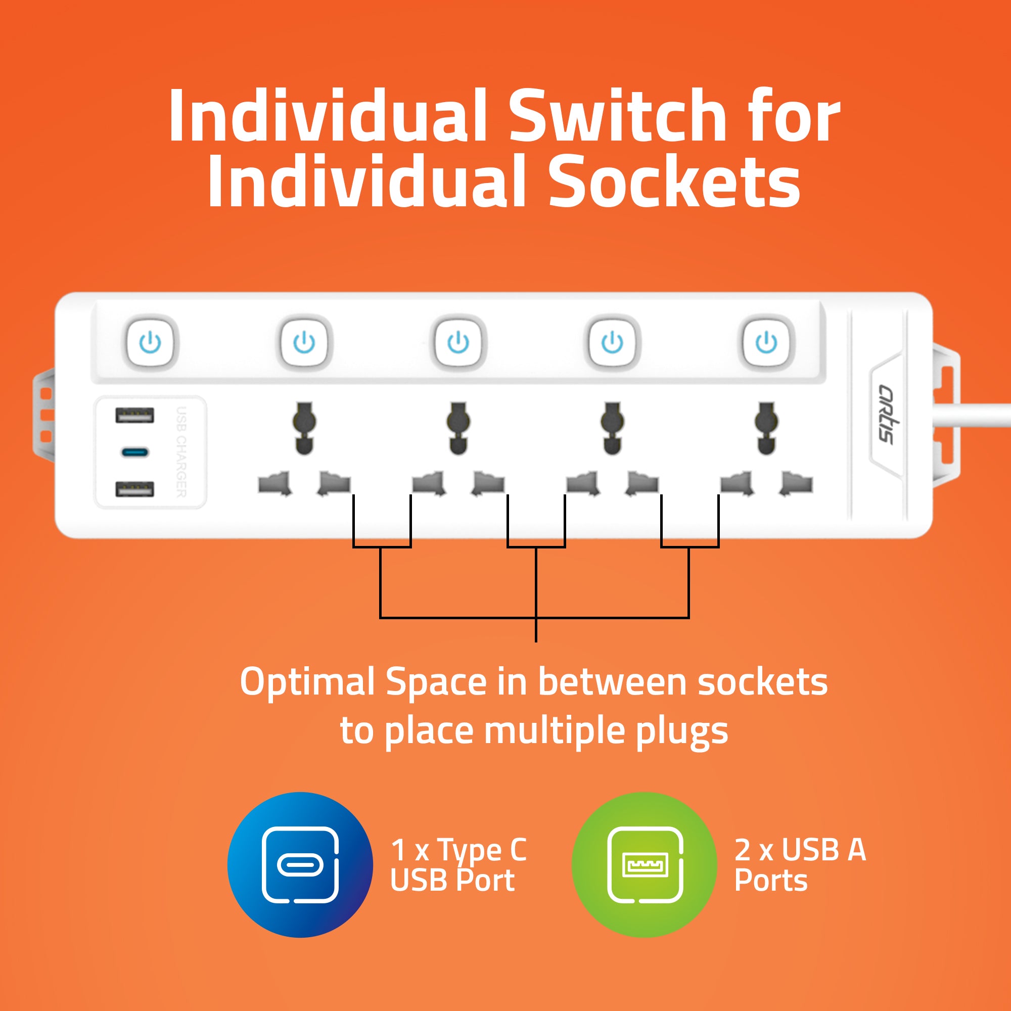AR-4MS-USBC Surge Protector