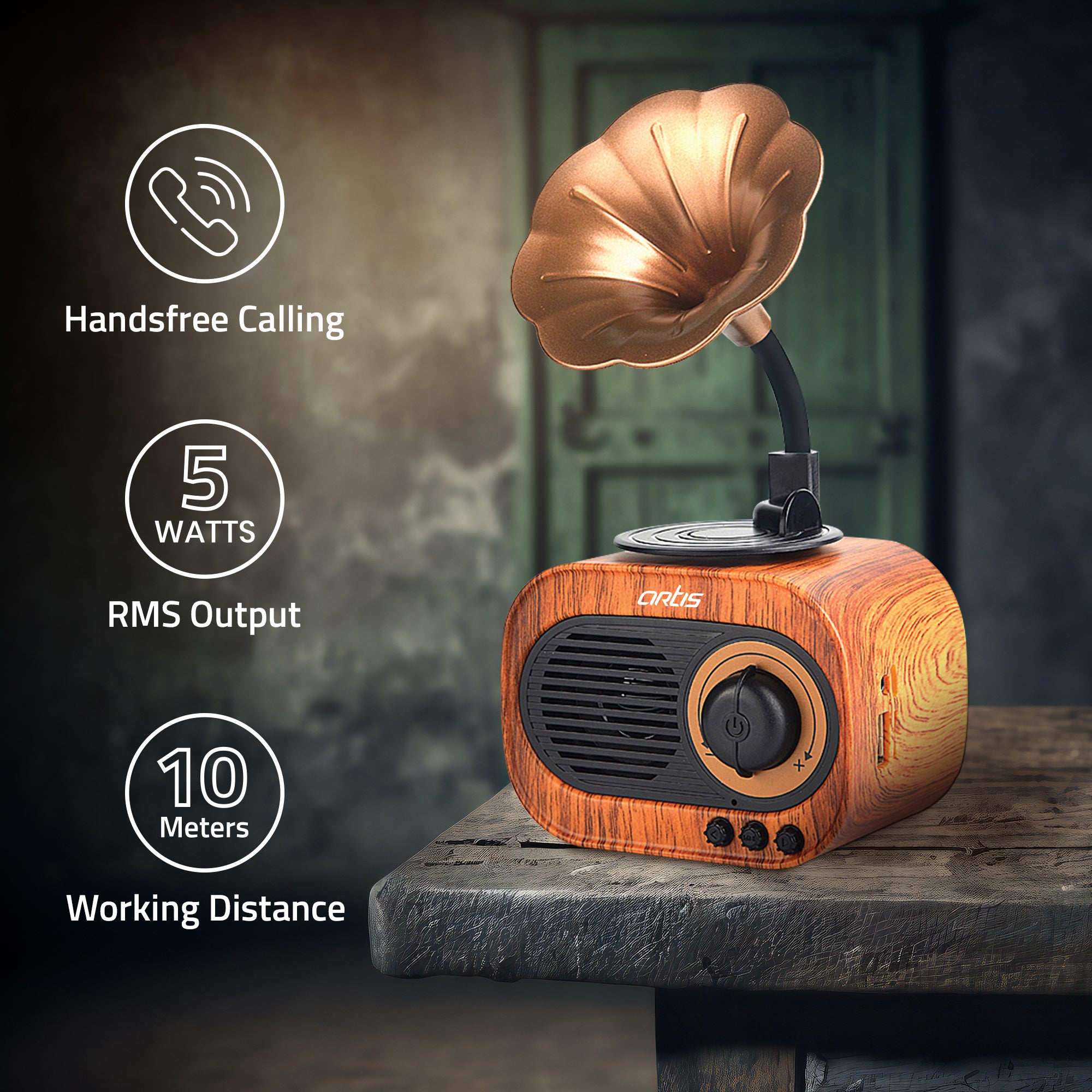 Artis BT12 Classic Bluetooth Speaker | Retro Style Wireless Speaker