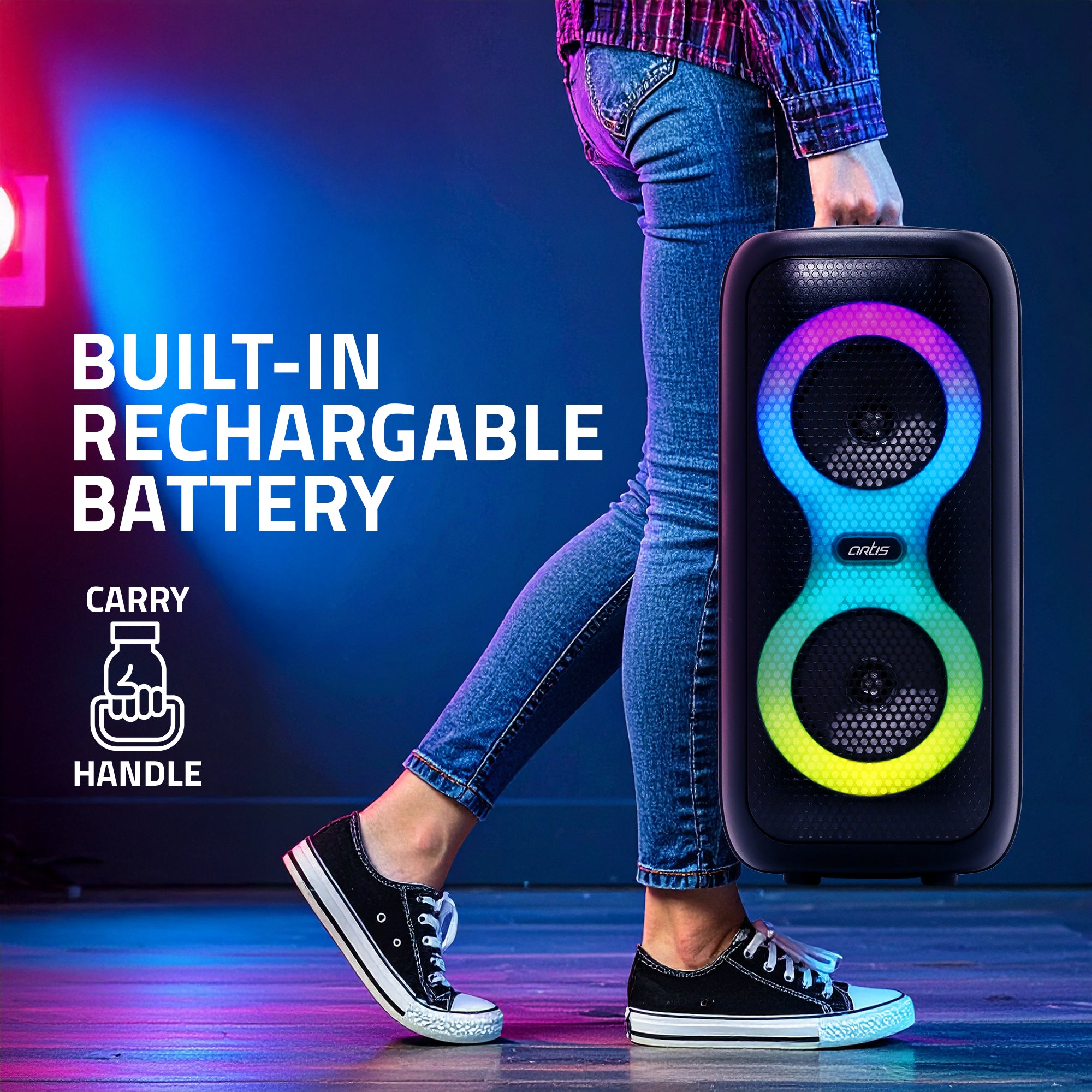 SoundPro 210 Wireless Bluetooth Party Speaker with TWS, Mic, RGB & Multi-Input (24W)