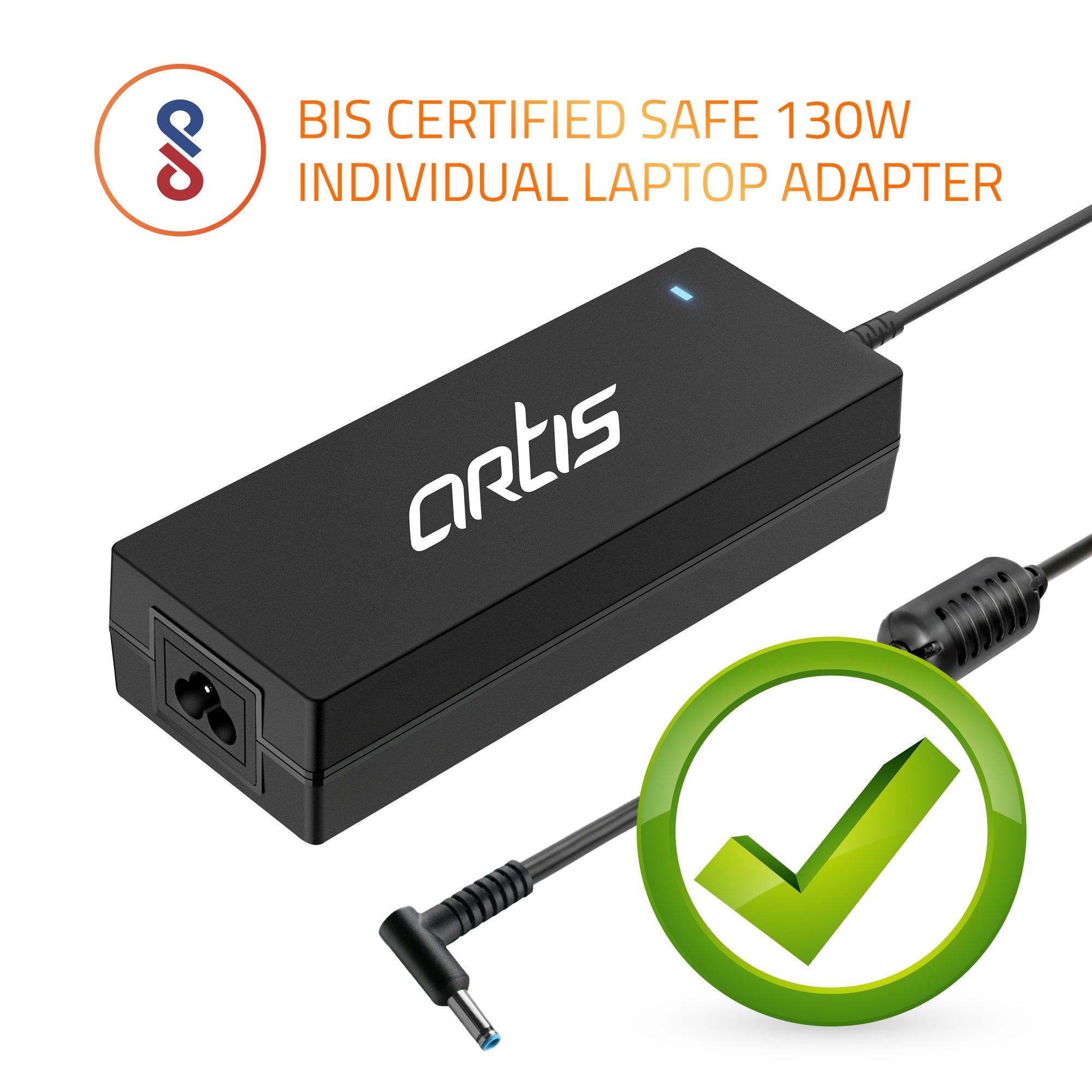 AR1206 130 Watt Laptop Charger/Adapter with Power Cord Compatible with HP Laptops (19.5V/6.9A, Pin: 4.5 x 3.0mm)