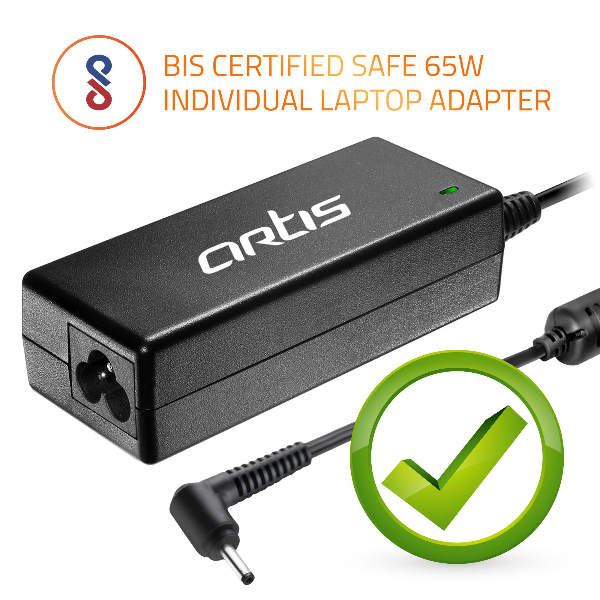 AR0503(N) 65 Watt Laptop Charger Adapter Compatible with Acer Laptops (19V/3.42A ,Pin : 3.0mm x 1.1 mm))