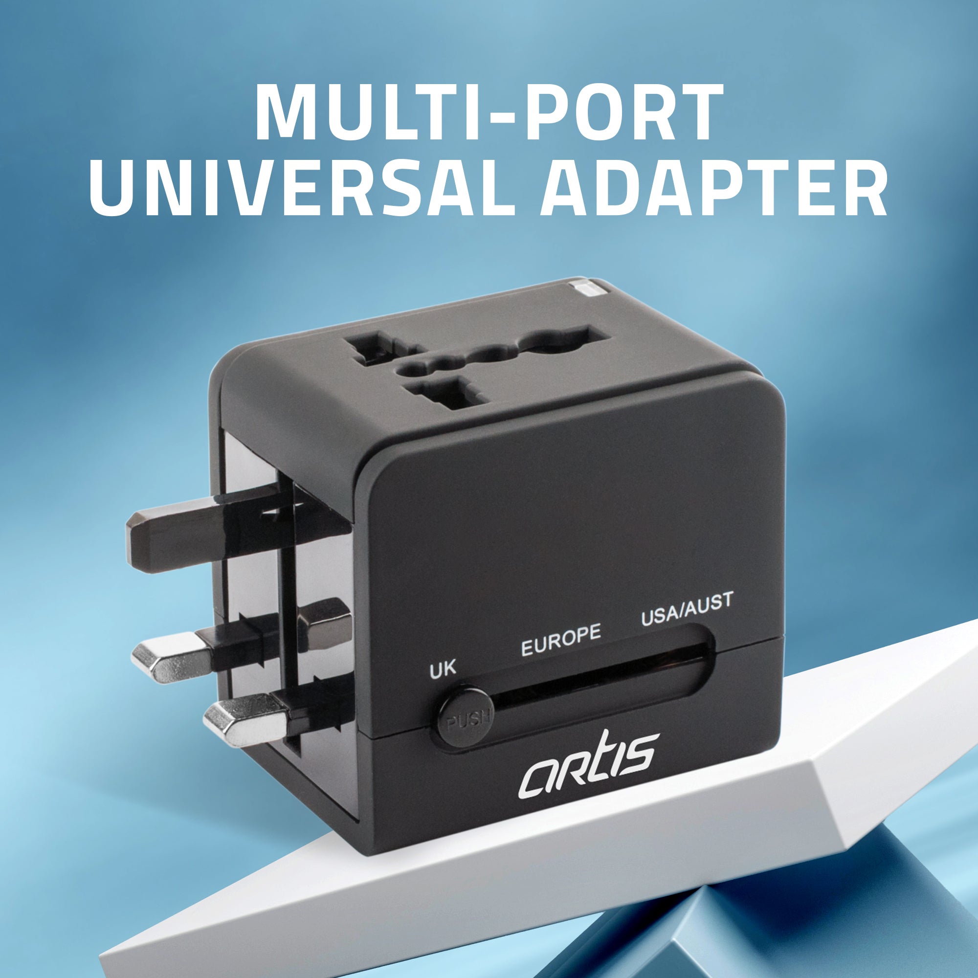 UV200 Universal Travel Adapter with 2 USB Ports & 1 Type C Port