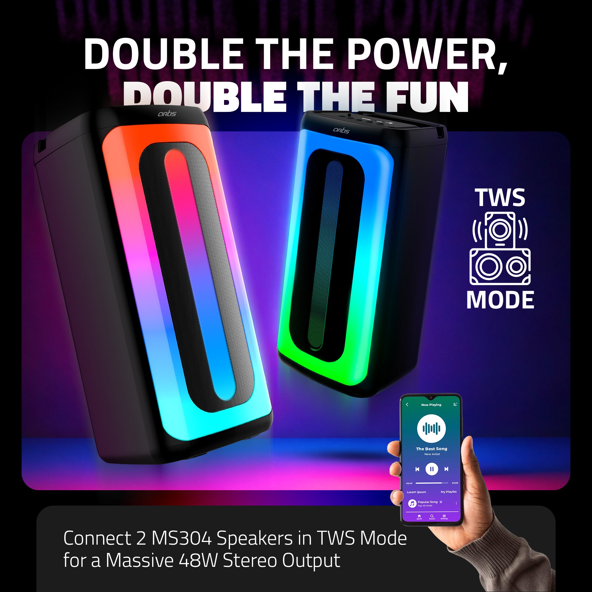 MS304 24W Wireless Bluetooth Party Speaker