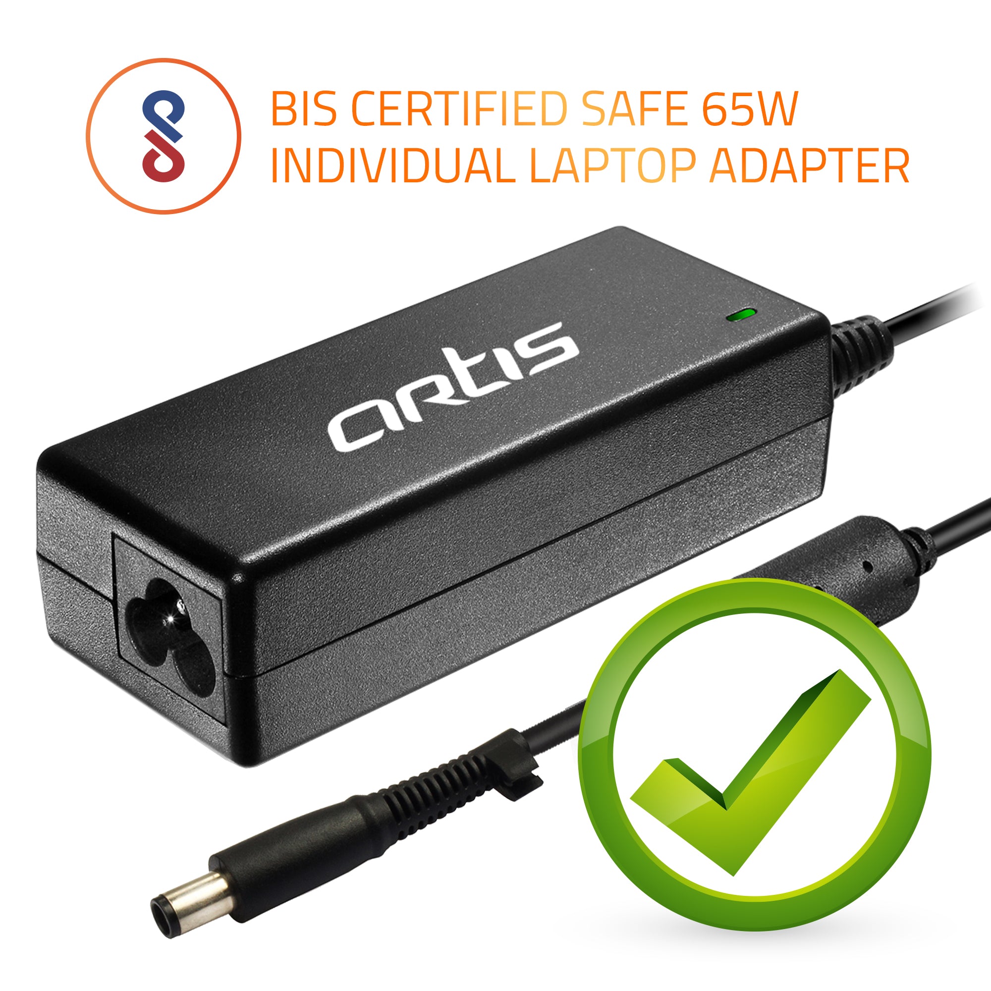 AR0505 (N) 65Watt Laptop Charger/Adapter with Power Cord Compatible with HP Laptops (19.5V/3.3A, Pin: 7.4mm x 5.0mm)