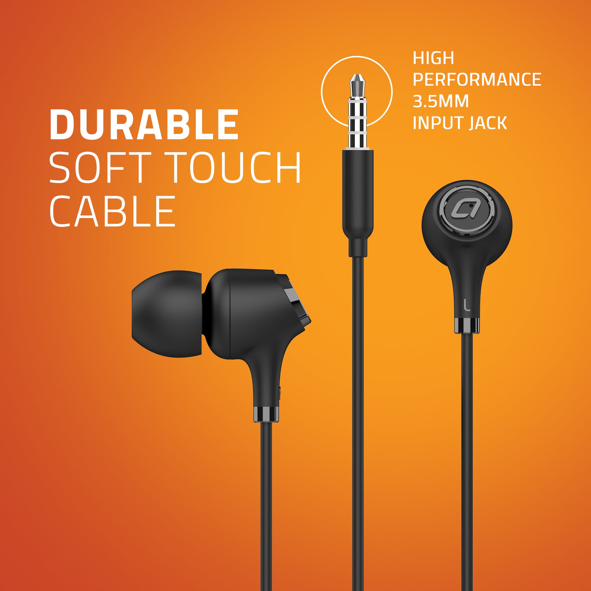 E500M Artis Wired Earphones - Durable Soft touch Cable