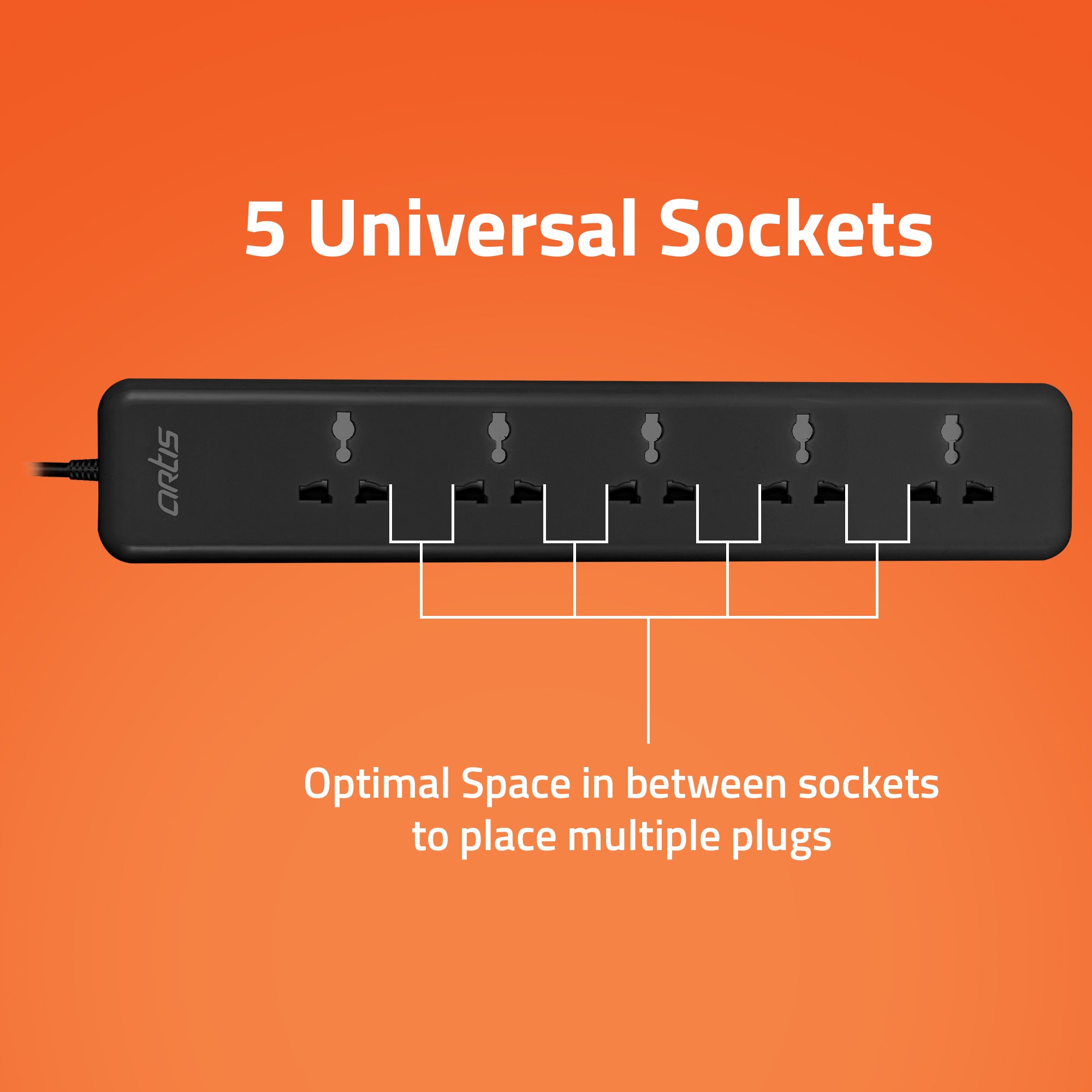 AR-5SS-CB 5 Universal Sockets Surge Protector with Single Switch