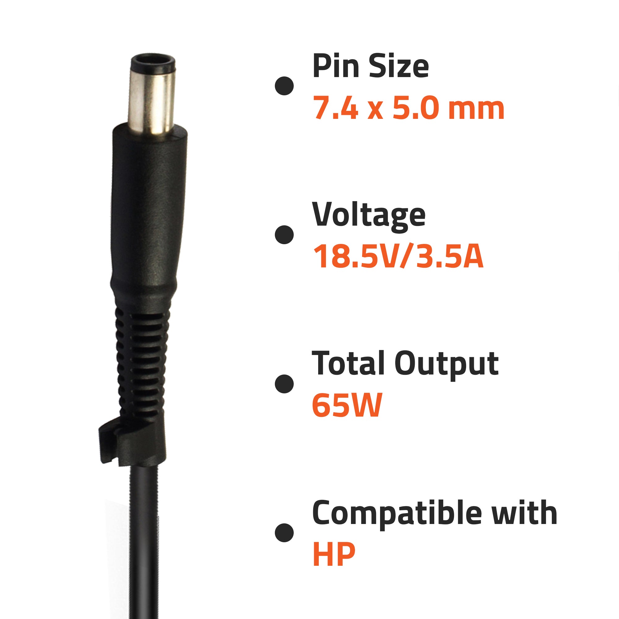 AR0505 65 Watt Laptop Charger Adapter Compatible with HP Laptops (18.5V/3.5A , Pin : 7.4 x 5.0mm)