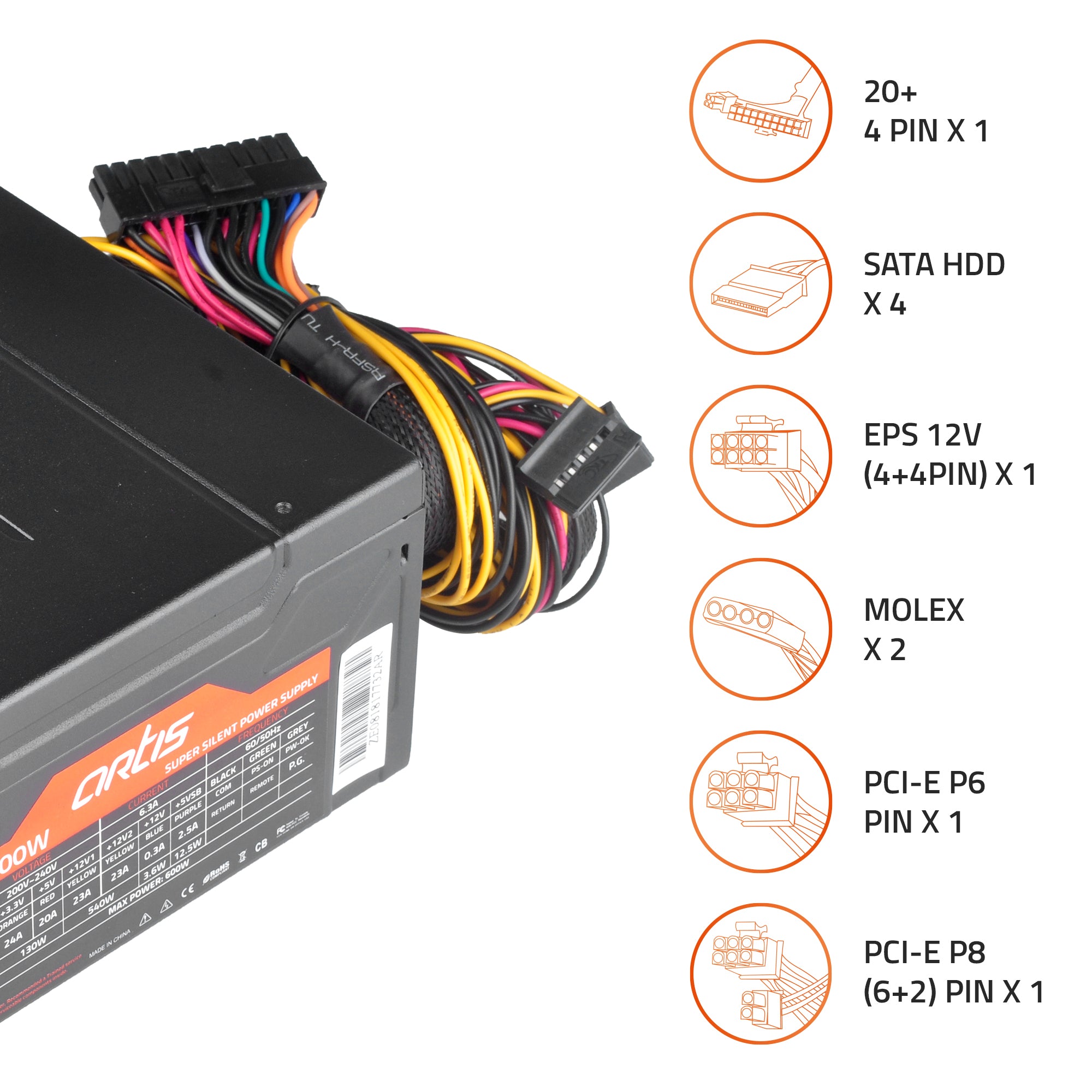 Features of Artis 600 Watt Super Silent High Performance Power Supply Unit