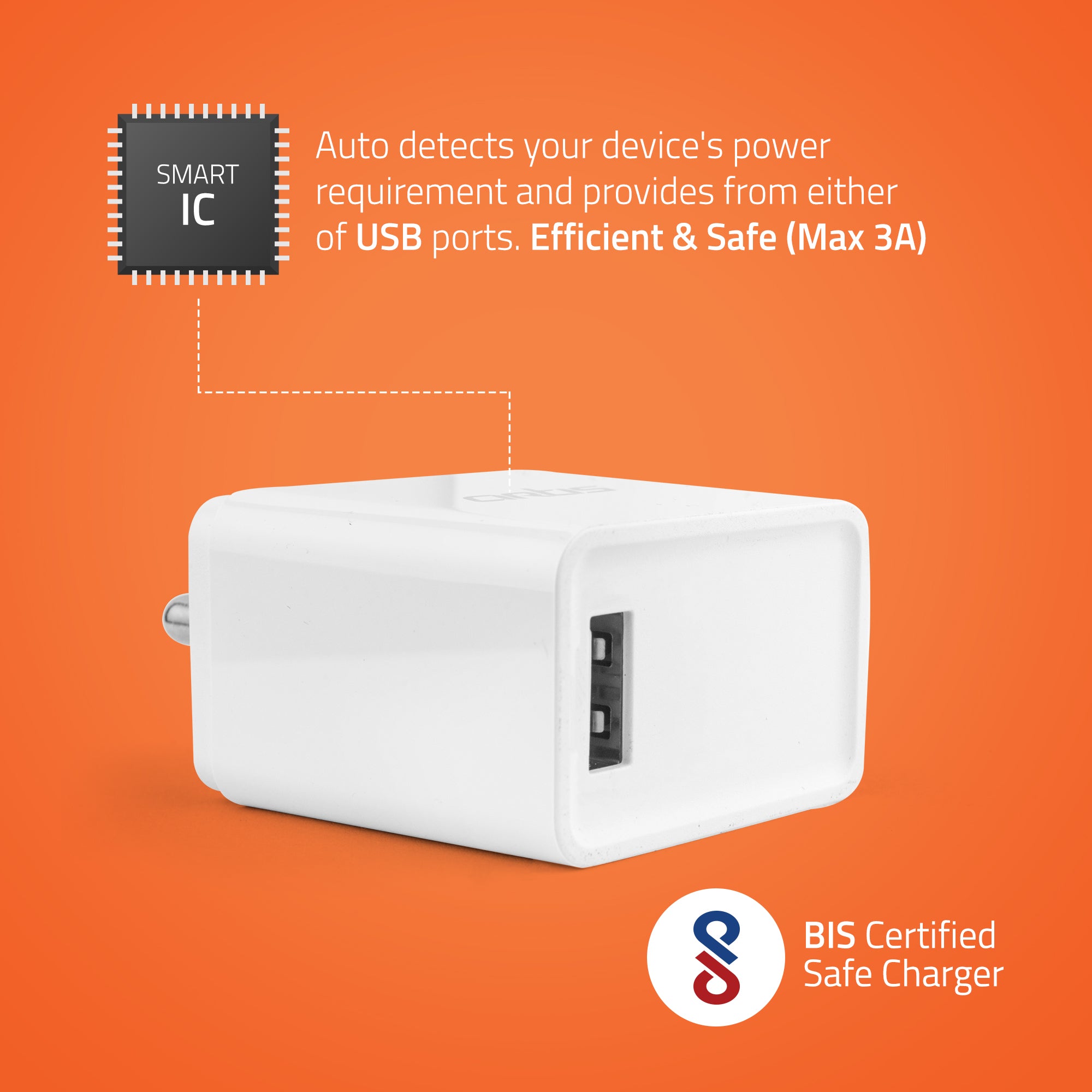 UQC100 QC3.0 Quick Wall Charger Adapter with i Cable(White)