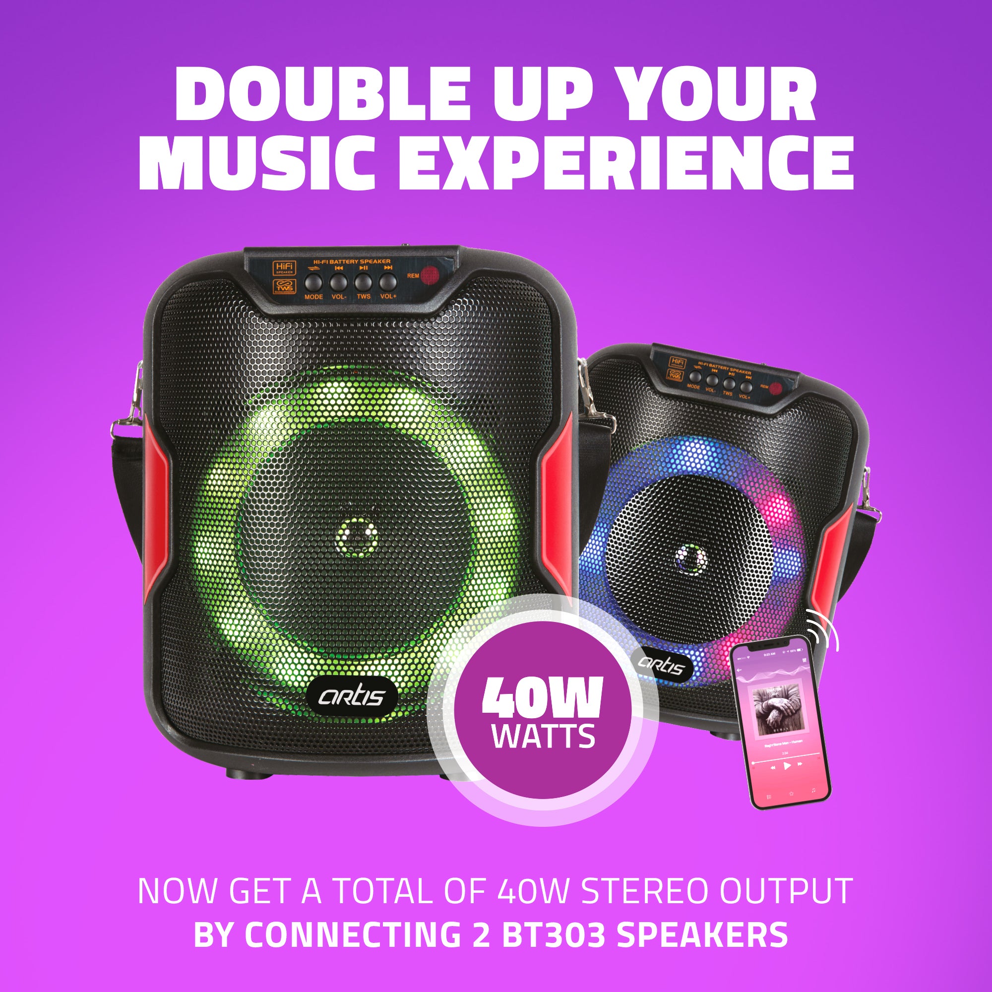 BT303 20W Portable 5.0 Bluetooth Party Speaker