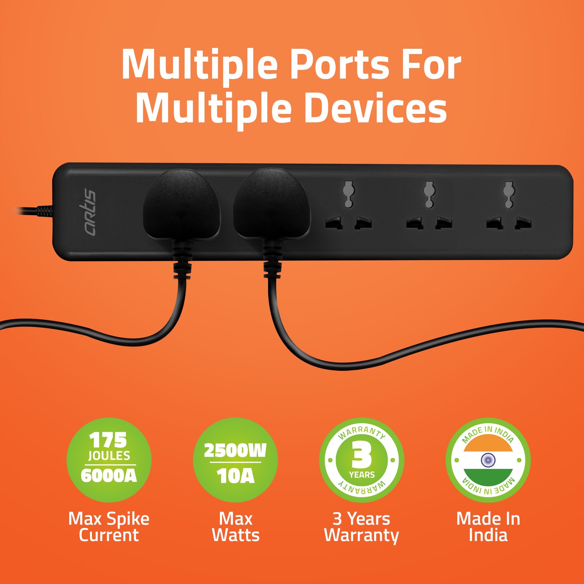 AR-5SS-CB 5 Universal Sockets Surge Protector with Single Switch