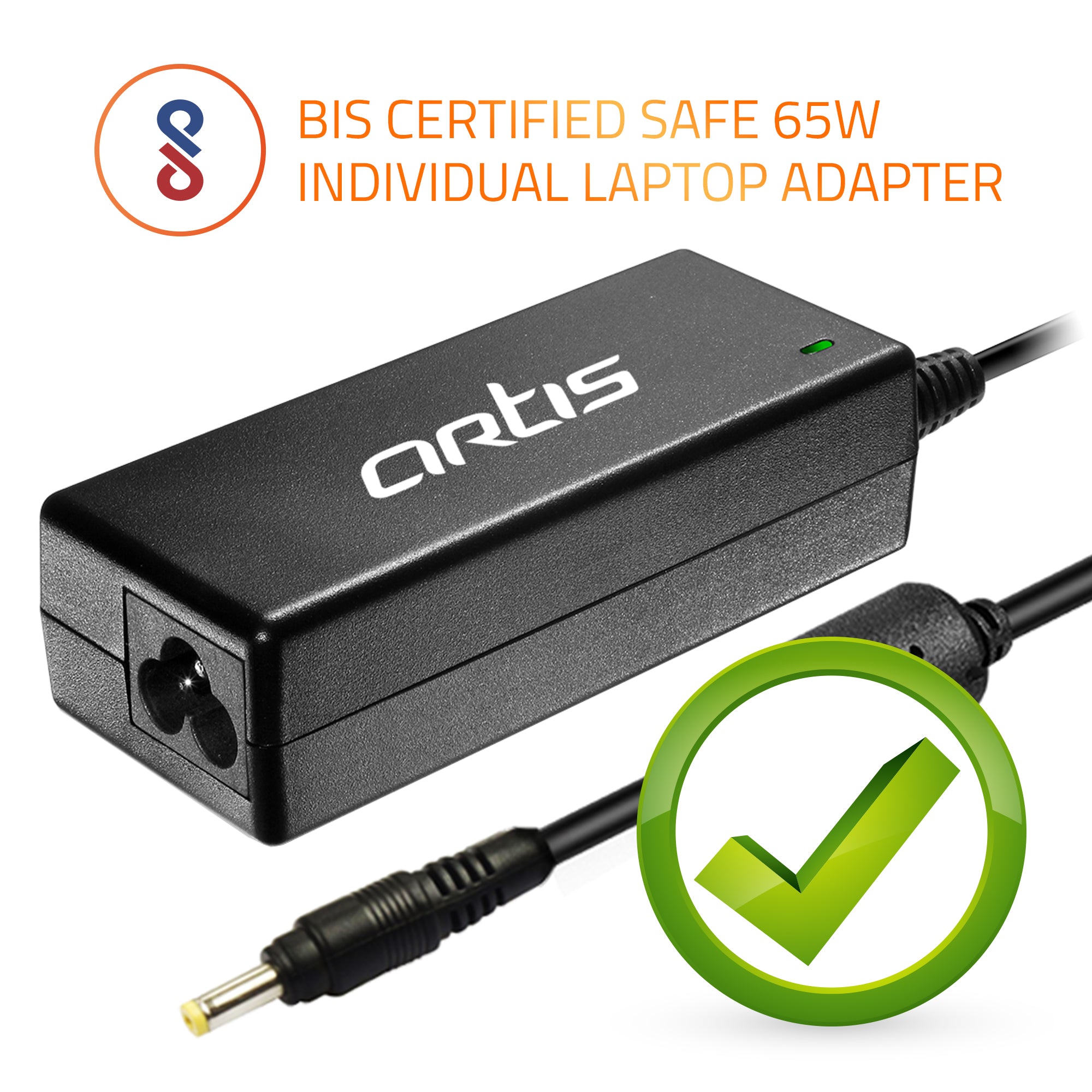 AR0502 (Yellow) 65W Compatible Laptop Adapter